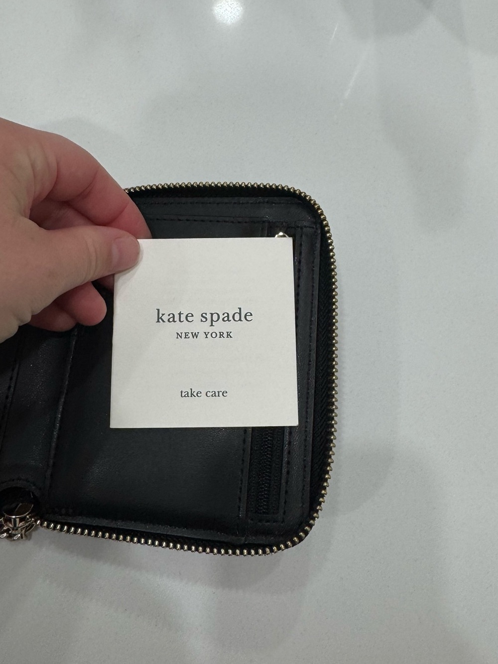 kate spade Black Saffiano Zip Wallet with Key Ring Charm - Picture 4 of 5